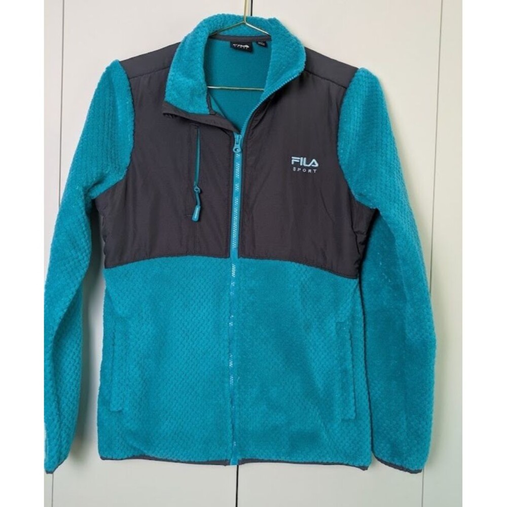 FILA Sport Women's XS Teal Blue Full Zip Long Sleeve Plush Fleece Jacket